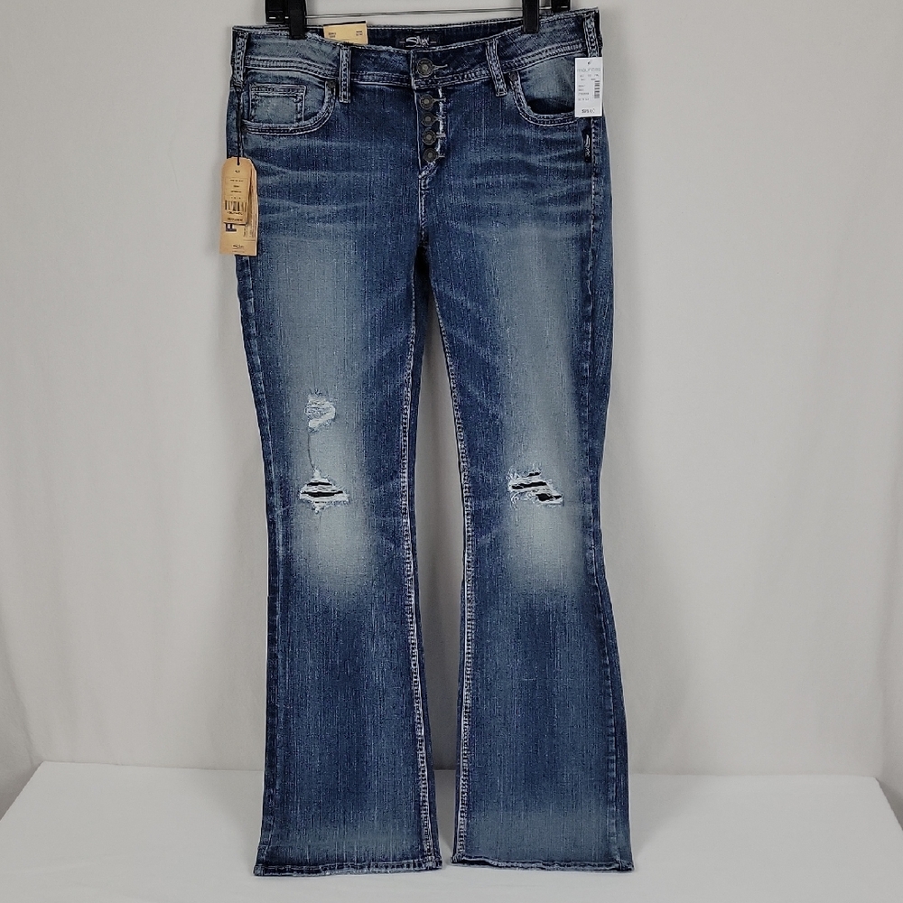 Silver Jean Aiko Mid / Boot Fluid Denim Bootcut Leg, Mid Rise, Size 33 X 33